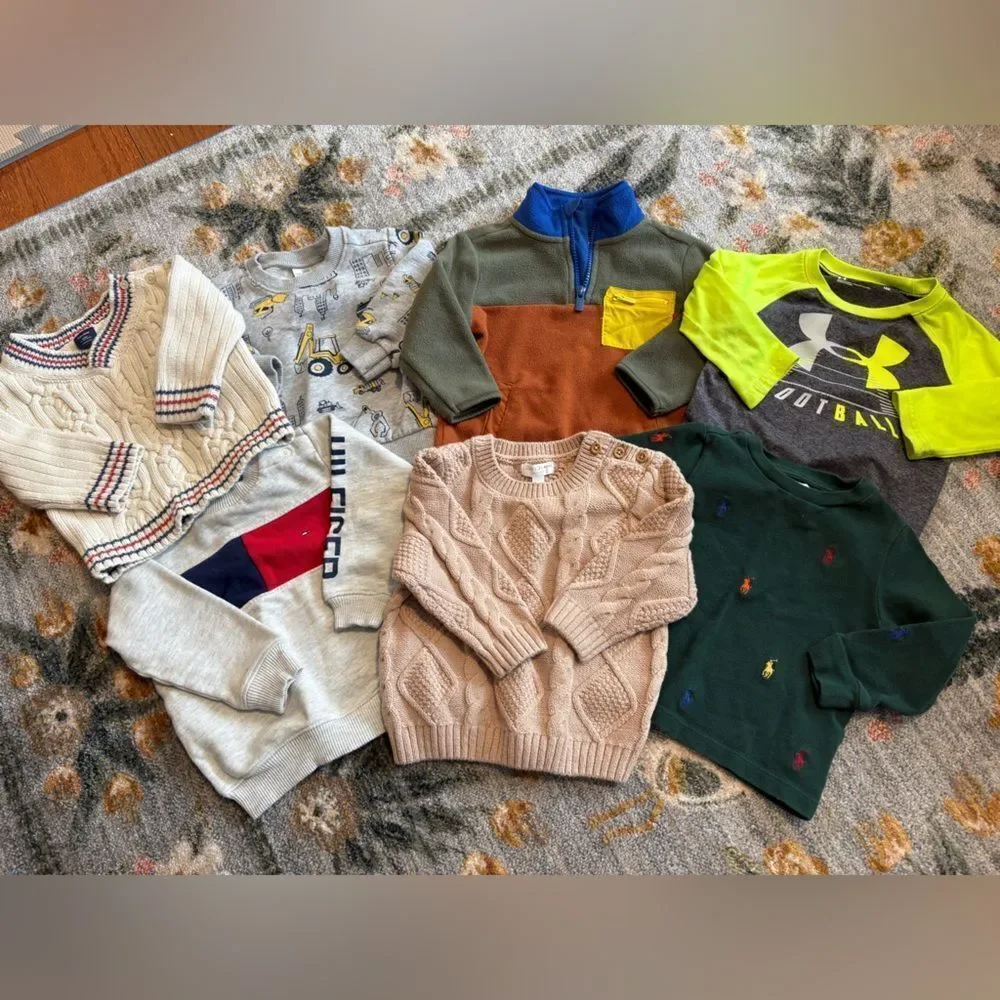Lot of 18 months tops and sweaters gap, old navy, Ralph Lauren, under armour